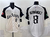 Men's Los Angeles Dodgers #8 Enrique Hernandez White Black Mexico 2025 LA Gothic Style With Fernando Patch Vapor Premier Limited Stitched Jersey,baseball caps,new era cap wholesale,wholesale hats